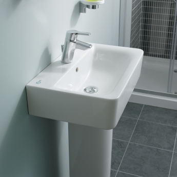 Ideal Standard Concept Cube Basin and Full Pedestal 500mm Wide 1 Tap Hole | Product Image