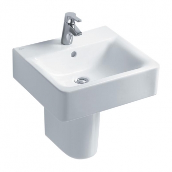 Ideal Standard Concept Cube Basin and Semi Pedestal 550mm Wide 1 Tap Hole | Product Image