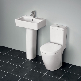 Ideal Standard Concept Cube Basin and Full Pedestal 600mm Wide 1 Tap Hole | Product Image