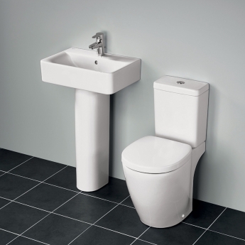 Ideal Standard Concept Cube Short Projection Basin and Full Pedestal 550mm Wide 1 Tap Hole | Product Image