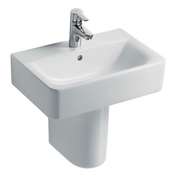 Ideal Standard Concept Cube Short Projection Basin and Semi Pedestal 550mm 1 Tap Hole