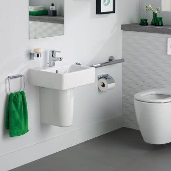 Ideal Standard Concept Cube Handrinse Basin and Semi Pedestal 400mm Wide 1 Tap Hole | Product Image