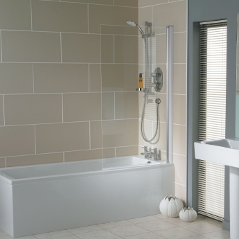 Ideal Standard Connect Square Angle Hinged Bath Screen 1410mm H x 820mm W - 5mm Glass | Product Image