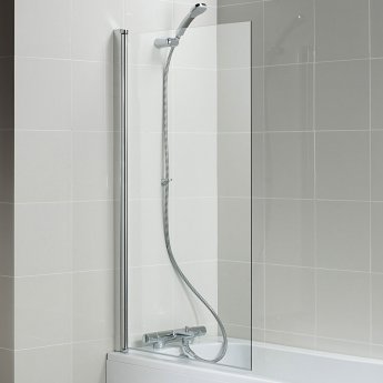 Ideal Standard Connect Square Angle Hinged Bath Screen 1410mm H x 820mm W - 5mm Glass