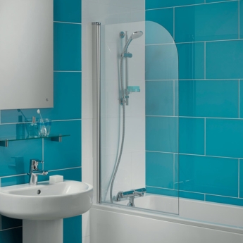 Ideal Standard Connect Round Top Radius Hinged Bath Screen 1410mm H x 820mm W - 5mm Glass | Product Image