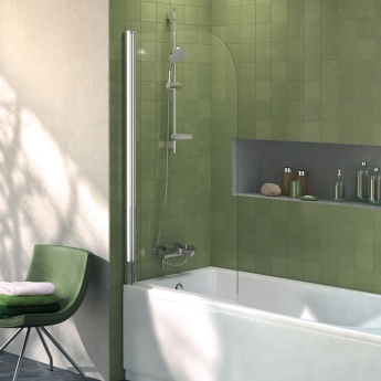 Ideal Standard Connect Round Top Radius Hinged Bath Screen 1410mm H x 820mm W - 5mm Glass | Product Image