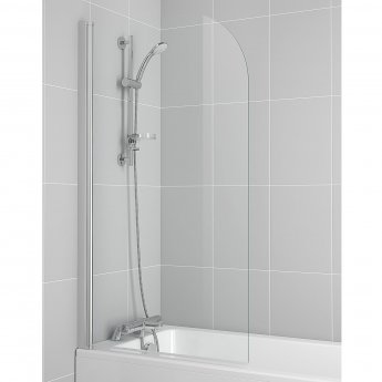 Ideal Standard Connect Round Top Radius Hinged Bath Screen 1410mm H x 820mm W - 5mm Glass