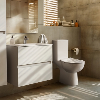 Ideal Standard Eurovit+ Wall Hung 2-Drawer Vanity Unit with Basin 600mm Wide - Gloss White | Product Image