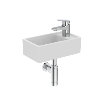 Ideal Standard Eurovit+ RH Wall Hung 1-Door Vanity Unit with Basin 350mm Wide - Mid Grey | Product Image