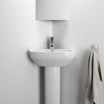 Ideal Standard I.Life A Corner Handrinse Basin with Full Pedestal 400mm Wide - 1 Tap Hole