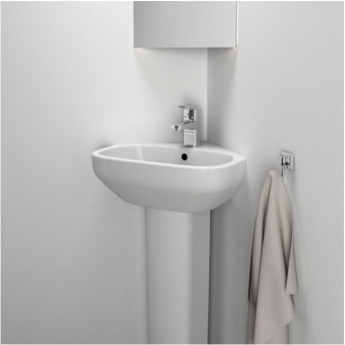Ideal Standard I.Life A Corner Handrinse Basin with Full Pedestal 400mm Wide - 1 Tap Hole