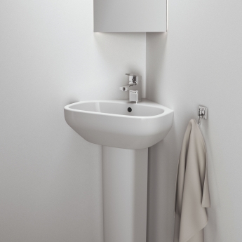 Ideal Standard I.Life A Corner Handrinse Basin with Full Pedestal 400mm Wide - 1 Tap Hole | Product Image