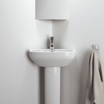 Ideal Standard I.Life A Corner Handrinse Basin with Full Pedestal 400mm Wide - 1 Tap Hole | Product Image