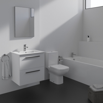 Ideal Standard I.Life A Wall Hung 2-Drawer Vanity Unit with Basin and Matt Black Handle 640mm Wide - Matt White