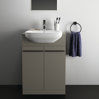 Ideal Standard I.Life A Floor Standing 2-Door Vanity Unit with Basin 600mm Wide - Matt Quartz Grey
