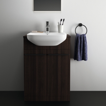 Ideal Standard I.Life A Floor Standing 2-Door Vanity Unit with Basin 600mm Wide - Coffee Oak