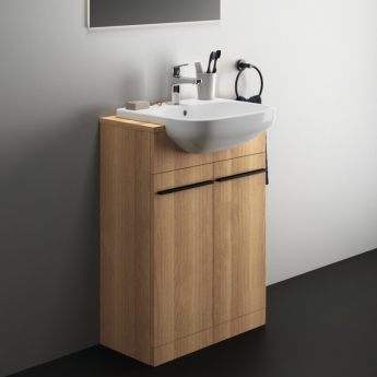 Ideal Standard I.Life A Floor Standing 2-Door Vanity Unit with Basin 600mm Wide - Natural Oak