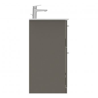 Ideal Standard I.Life A Floor Standing 2-Drawer Vanity Unit with Basin and Brushed Chrome Handle 640mm Wide - Matt Quartz Grey