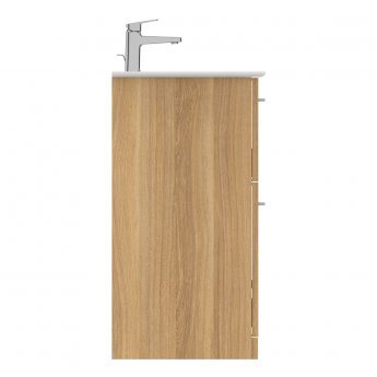 Ideal Standard I.Life A Floor Standing 2-Drawer Vanity Unit with Basin and Brushed Chrome Handle 640mm Wide - Natural Oak