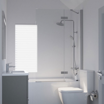 Ideal Standard I.Life Hinged RH Bathscreen with Fixed Panel 1500mm High x 1000mm Wide 8mm Glass - Bright Silver