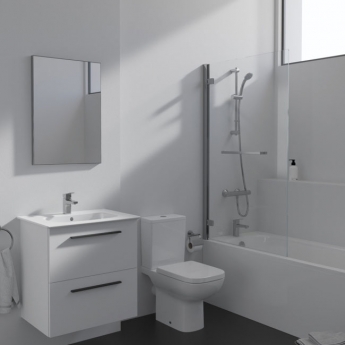 Ideal Standard I.Life Hinged LH Bathscreen with Towel Rail 1500mm High x 900mm Wide 8mm Glass - Bright Silver