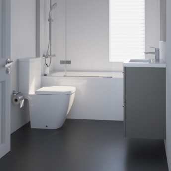 Ideal Standard I.Life S Compact Wall Hung 2-Drawer Vanity Unit with Basin and Matt Black Handle 600mm Wide - Matt Quartz Grey