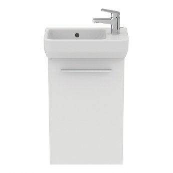 Ideal Standard I.Life S Guest RH Wall Hung 1-Door Vanity Unit with Basin and Brushed Chrome Handle 450mm Wide - Matt White