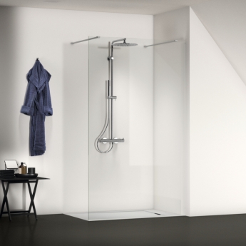 Ideal Standard I.Life Wetroom Screen Dual Access 2000mm High x 1400mm Wide 8mm Glass - Bright Silver