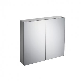 Ideal Standard 2-Door Mirror Cabinet with Bottom Ambient Light 800mm Wide - Aluminium
