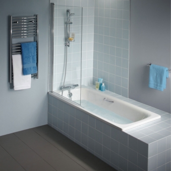 Ideal Standard Simplicity Anti-Slip Water Saving Steel Bath with Handgrips 1700mm x 700mm 2 Tap Hole (inc Leg Set)