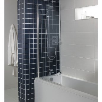 Ideal Standard Synergy Square Angle Hinged Bath Screen 1500mm H x 815mm W - 6mm Glass