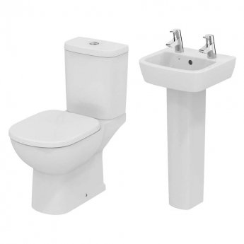 Ideal Standard Tempo Bathroom Cloakroom Suite Toilet 2 Tap Basin White