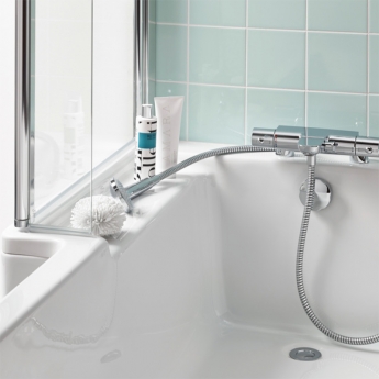 Ideal Standard Tempo Cube L-Shaped Square Shower Bath with Front Panel and Screen