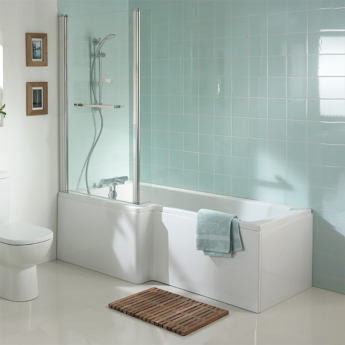 Ideal Standard Tempo Cube L-Shaped Square Shower Bath with Front Panel and Screen