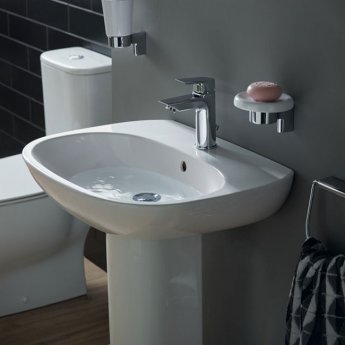 Ideal Standard Tesi Cloakroom Basin and Full Pedestal 450mm Wide 1 Tap Hole