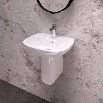 Ideal Standard Tesi Basin and Semi Pedestal 500mm Wide 1 Tap Hole