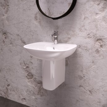 Ideal Standard Tesi Basin and Semi Pedestal 500mm Wide 1 Tap Hole