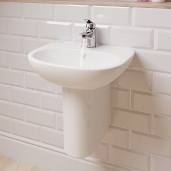Ideal Standard Tesi Cloakroom Basin and Semi Pedestal 450mm Wide 1 Tap Hole