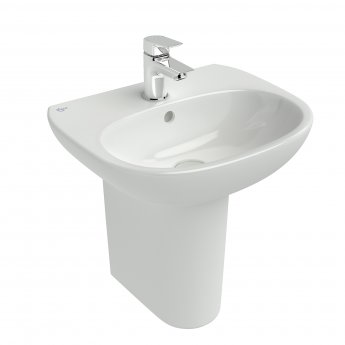 Ideal Standard Tesi Cloakroom Basin and Semi Pedestal 450mm Wide 1 Tap Hole