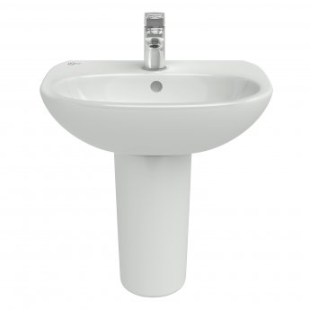 Ideal Standard Tesi Cloakroom Basin and Semi Pedestal 450mm Wide 1 Tap Hole