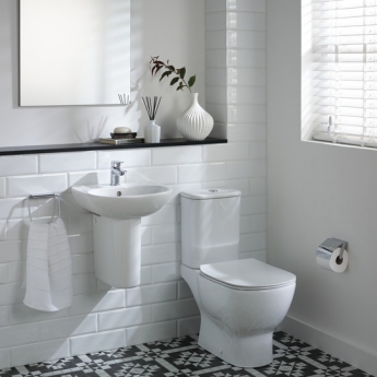 Ideal Standard Tesi Cloakroom Basin and Semi Pedestal 450mm Wide 1 Tap Hole