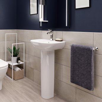 Ideal Standard Tesi Cloakroom Basin and Full Pedestal 450mm Wide 1 Tap Hole