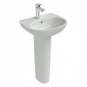 Ideal Standard Tesi Cloakroom Basin and Full Pedestal 450mm Wide 1 Tap Hole