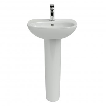 Ideal Standard Tesi Cloakroom Basin and Full Pedestal 450mm Wide 1 Tap Hole