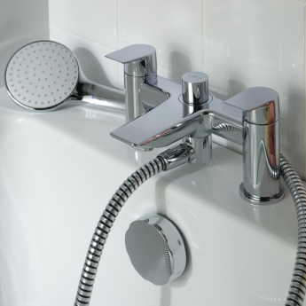 Ideal Standard Tesi Pillar Mounted Bath Shower Mixer Tap with Shower Set - Chrome | Product Image