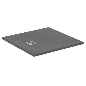 Ideal Standard Ultra Flat S+ Concrete Grey Square Shower Tray | Product Image