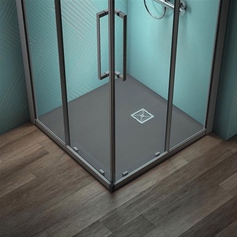 Ideal Standard Ultra Flat S+ Concrete Grey Square Shower Tray | Product Image