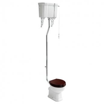 Ideal Standard Waverley High Level Toilet with Cistern - Standard Mahogany Seat