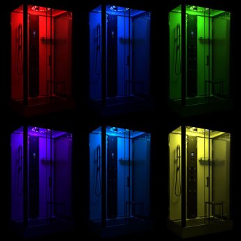 Insignia Monochrome Rectangle Steam Shower Cabin 1050mm x 850mm - Black Frame | Product Image