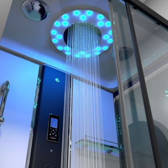 Insignia Monochrome Rectangle Steam Shower Cabin 1050mm x 850mm - Black Frame | Product Image